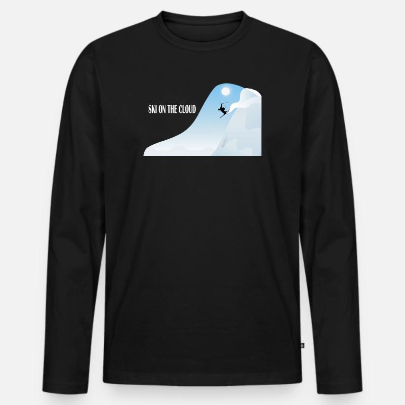 Skifahren in der Wolke - Männer Premium Bio Langarmshirt - Schwarz
