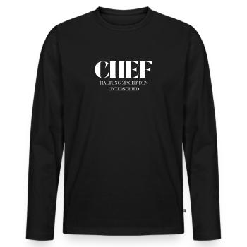Le patron dit que l’attitude fait la différence - T-shirt manches longues Premium bio Homme - noir - Devant - Nico (187cm)
