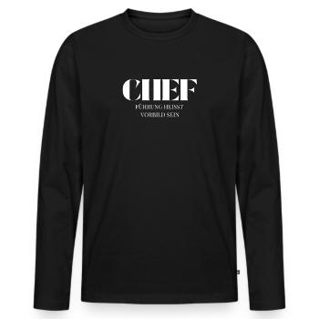 Leadership means being a role model - Men's Premium Organic Long Sleeve Shirt - black - Front - Nico (187cm)