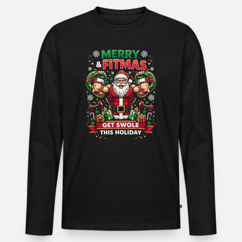 Santa Fitmas Krafttraining - Männer Premium Bio Langarmshirt - Schwarz