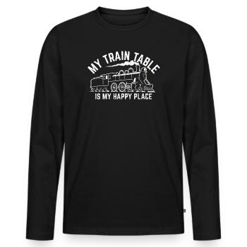 Locomotive Model Railway - Men's Premium Organic Long Sleeve Shirt - black - Front - Nico (187cm)