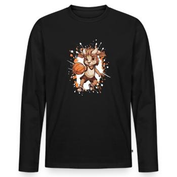 Goat dribbles basketball - Men's Premium Organic Long Sleeve Shirt - black - Front - Nico (187cm)