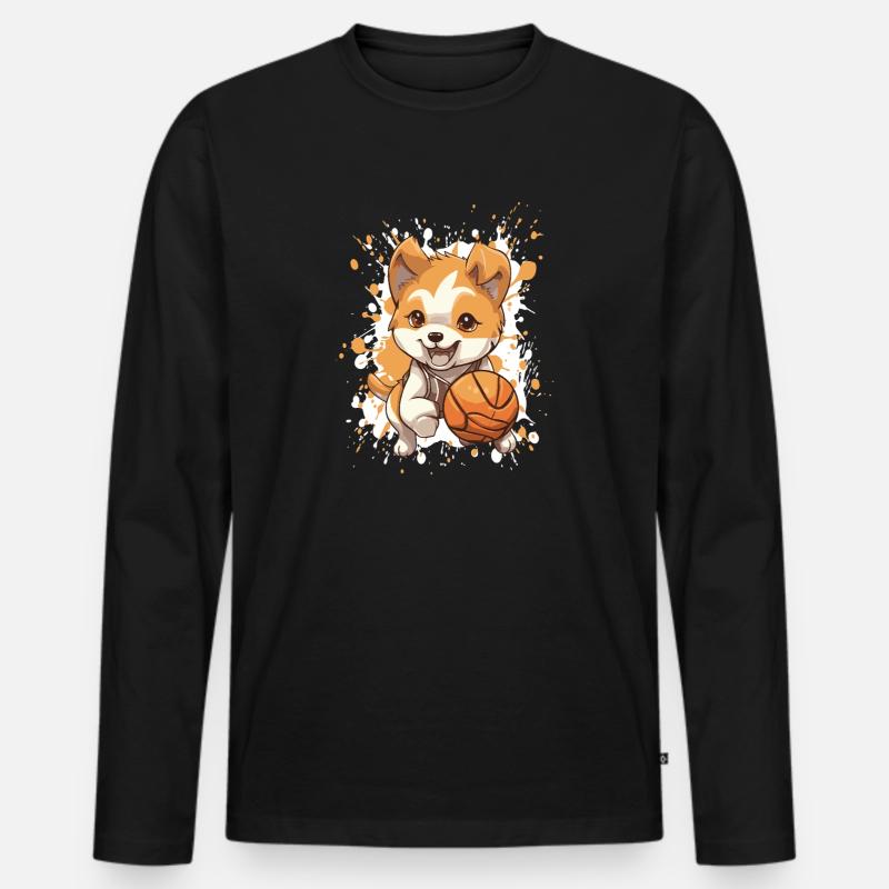Kleiner Corgi Balljäger - Männer Premium Bio Langarmshirt - Schwarz