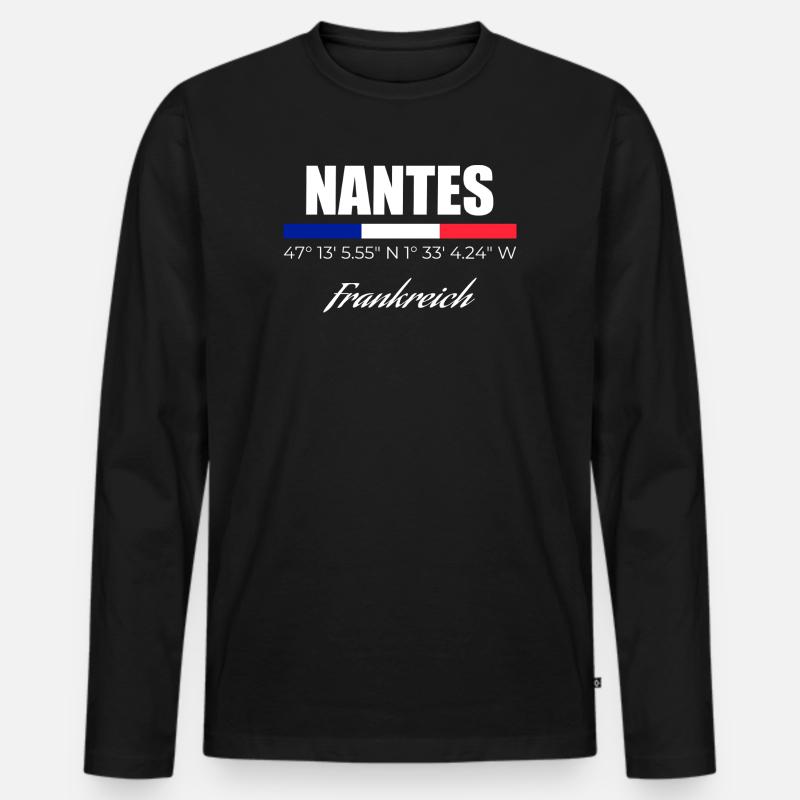 Nantes - Männer Premium Bio Langarmshirt - Schwarz