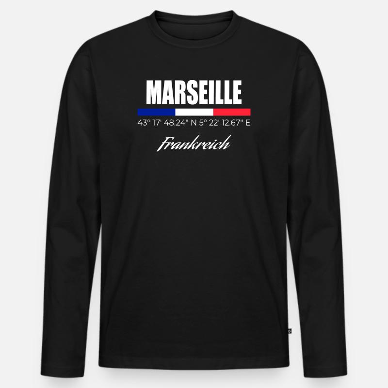 Marseille - Männer Premium Bio Langarmshirt - Schwarz