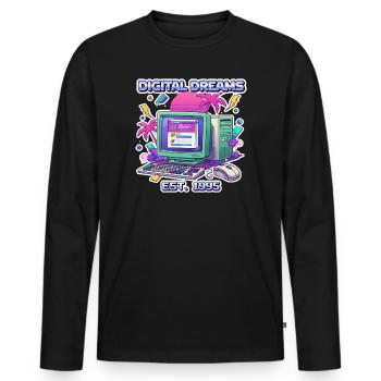 Digital Dreams 1995 – Vintage PC Design - Männer Premium Bio Langarmshirt - Schwarz - Vorne - Nico (187cm)
