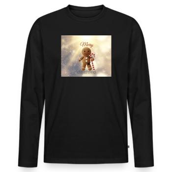 Noël du bonhomme en pain d’épices avec des cannes d’orge d’orge - T-shirt manches longues Premium bio Homme - noir - Devant - Nico (187cm)