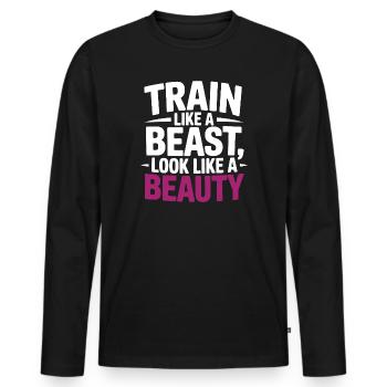 Train like a beast, look like a beauty - Men's Premium Organic Long Sleeve Shirt - black - Front - Nico (187cm)
