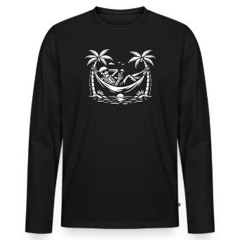 Paradis du Hamac Squelette - T-shirt manches longues Premium bio Homme - noir - Devant - Nico (187cm)