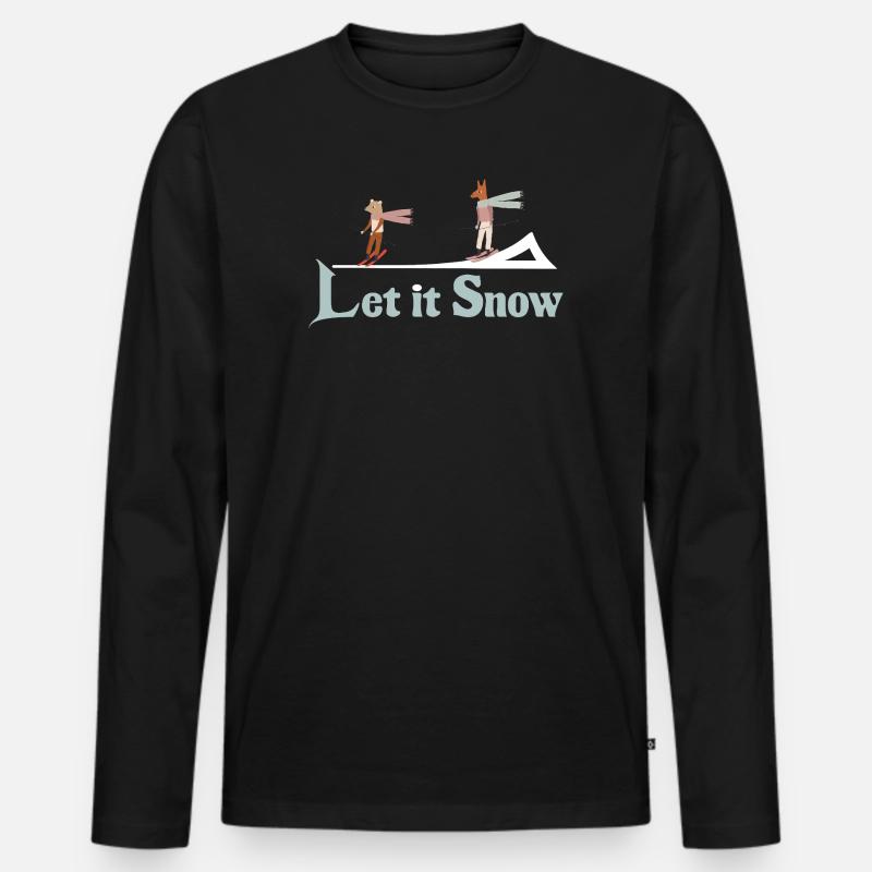 Let It Snow Winter Illustration - Männer Premium Bio Langarmshirt - Schwarz