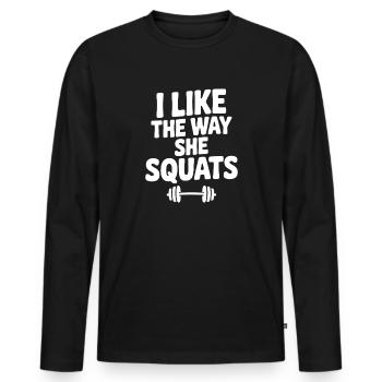 Ich mag, wie sie sich beugt - Männer Premium Bio Langarmshirt - Schwarz - Vorne - Nico (187cm)