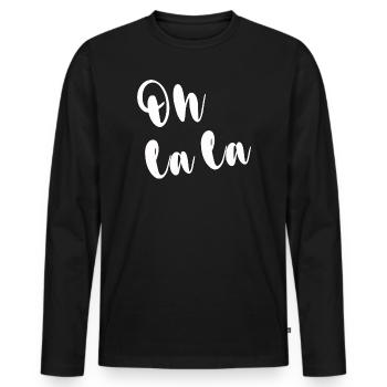 OH LA LA - T-shirt manches longues Premium bio Homme - noir - Devant - Nico (187cm)