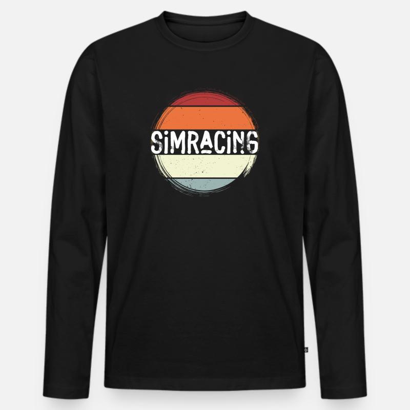 SimRacing Retro Circle Emblem - Männer Premium Bio Langarmshirt - Schwarz