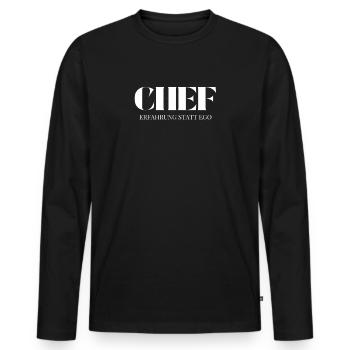 Chef Spruch Erfahrung statt Ego - Men's Premium Organic Long Sleeve Shirt - black - Front - Nico (187cm)