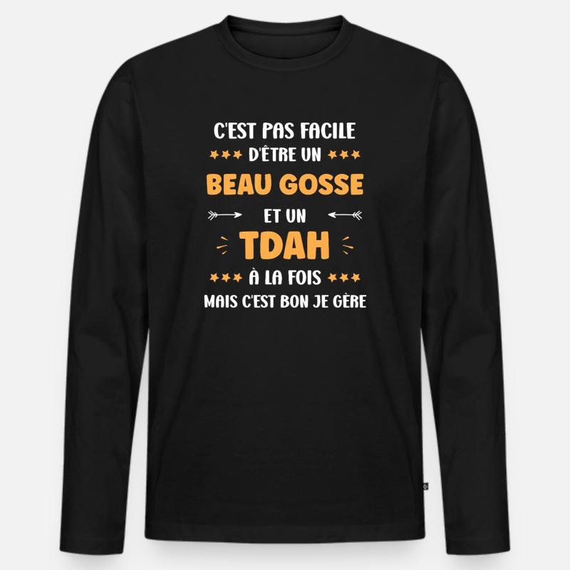 ADHS - Männer Premium Bio Langarmshirt - Schwarz