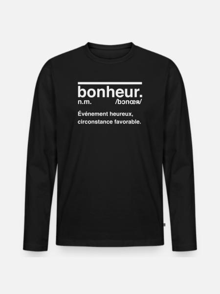Happiness Dictionary Style Definition - Men's Premium Organic Long Sleeve Shirt - black