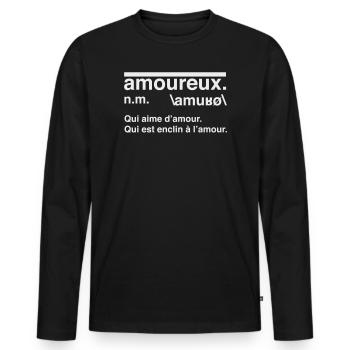 Amoureux Définition Style Dictionnaire - T-shirt manches longues Premium bio Homme - noir - Devant - Nico (187cm)