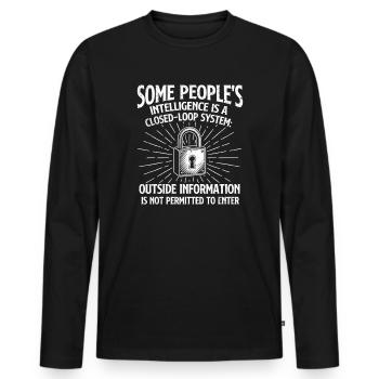Mancher Intelligenz – geschlossener Sarkasmus - Männer Premium Bio Langarmshirt - Schwarz - Vorne - Nico (187cm)