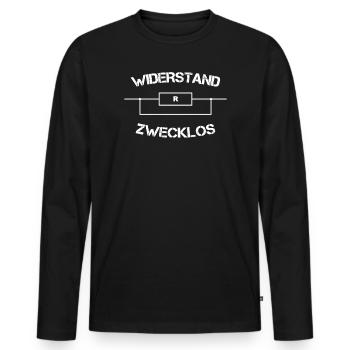 Widerstand  Zwecklos - Männer Premium Bio Langarmshirt - Schwarz - Vorne - Nico (187cm)