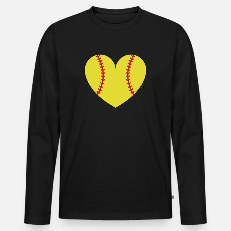 Softballherz - Männer Premium Bio Langarmshirt - Schwarz
