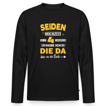 4th Wedding Anniversary Saying 4 Years of Marriage Silk Wedding - Men's Premium Organic Long Sleeve Shirt - black - Front - Nico (187cm)
