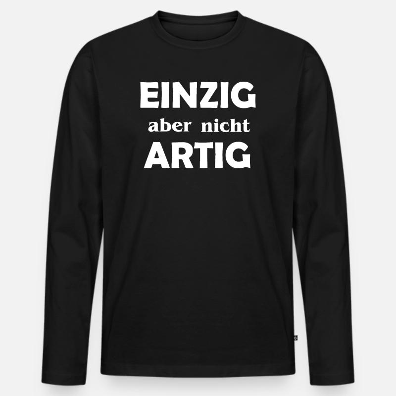 Einzigartig aber nicht Artig - Männer Premium Bio Langarmshirt - Schwarz