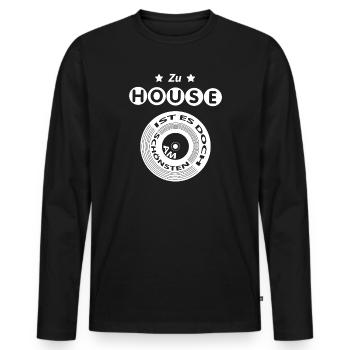 Zu House ist es am schönsten Clubwear - Männer Premium Bio Langarmshirt - Schwarz - Vorne - Nico (187cm)
