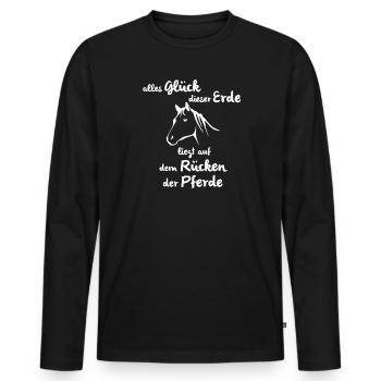Glück der Erde auf dem Rücken der Pferde - Männer Premium Bio Langarmshirt - Schwarz - Vorne - Nico (187cm)