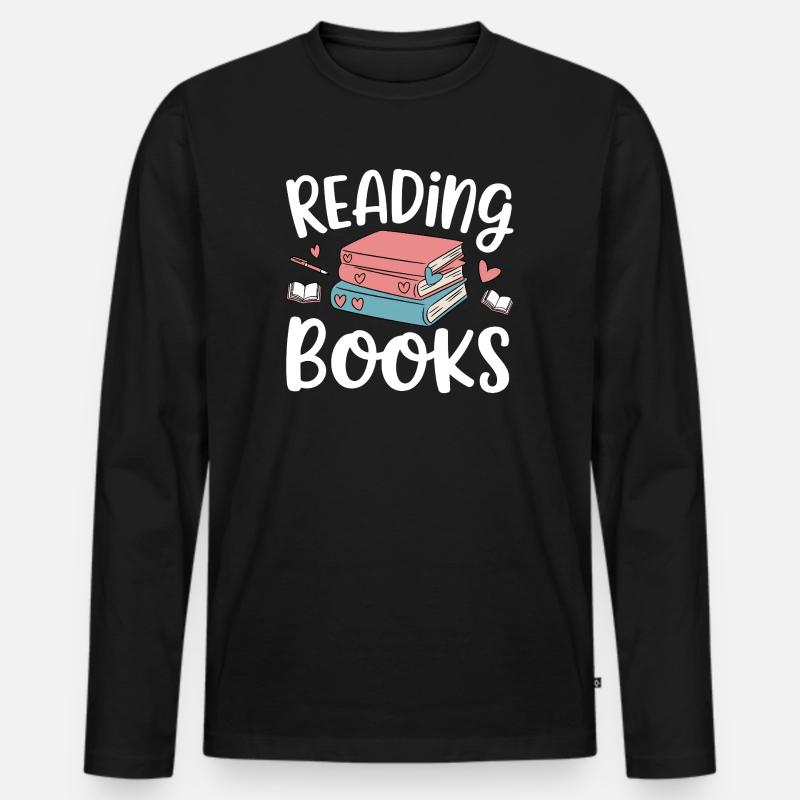 Bücher lesen - Männer Premium Bio Langarmshirt - Schwarz