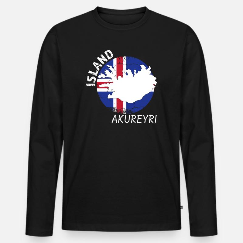 Akureyri - Männer Premium Bio Langarmshirt - Schwarz