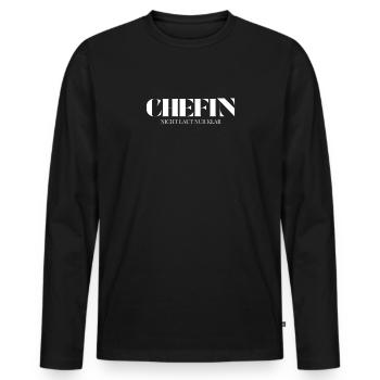 Chefin Spruch Nicht laut nur klar - Männer Premium Bio Langarmshirt - Schwarz - Vorne - Nico (187cm)