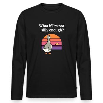 Was, wenn ich nicht albern genug bin, lustige Gans-Retro - Männer Premium Bio Langarmshirt - Schwarz - Vorne - Nico (187cm)