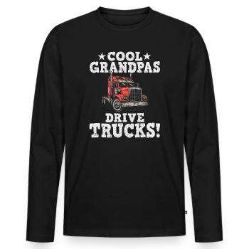 Grandpa Truck Drive Trucks - Men's Premium Organic Long Sleeve Shirt - black - Front - Nico (187cm)