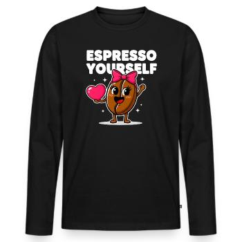 Espresse-toi un joli grain de café - T-shirt manches longues Premium bio Homme - noir - Devant - Nico (187cm)