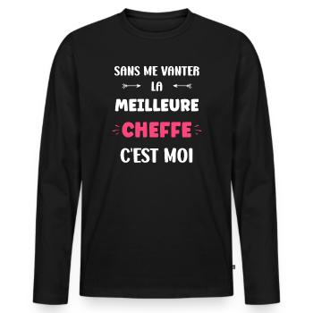 Kopf - Männer Premium Bio Langarmshirt - Schwarz - Vorne - Nico (187cm)