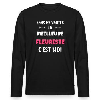 florist - Men's Premium Organic Long Sleeve Shirt - black - Front - Nico (187cm)