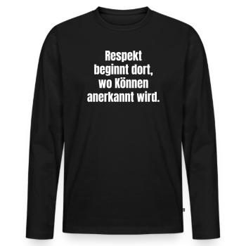 Le respect par des compétences reconnues - T-shirt manches longues Premium bio Homme - noir - Devant - Nico (187cm)
