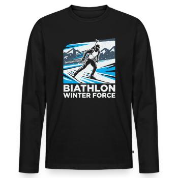 Biathlon Athlet Sportart Sport Wintersport - Männer Premium Bio Langarmshirt - Schwarz - Vorne - Nico (187cm)