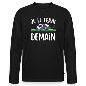 Funny T-Shirt "Je Le Do" Tomorrow - Funny Phrase - Men's Premium Organic Long Sleeve Shirt - black - Front - Nico (187cm)