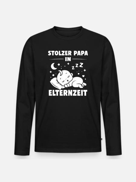 Stolzer Papa in Elternzeit - Männer Premium Bio Langarmshirt - Schwarz