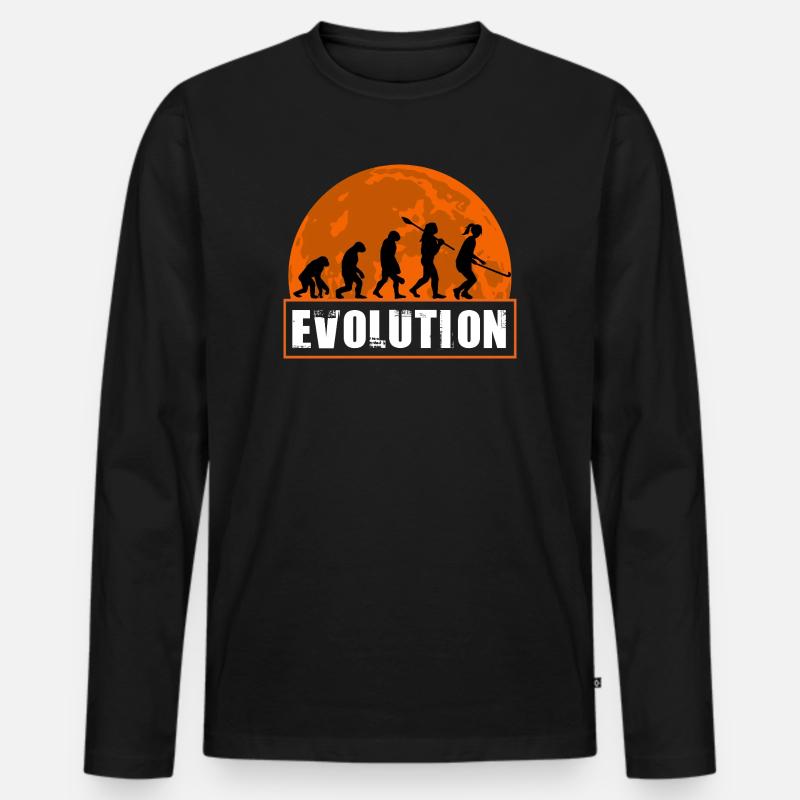 Feldhockey Evolution Spielerin Hockey Mädchen - Männer Premium Bio Langarmshirt - Schwarz