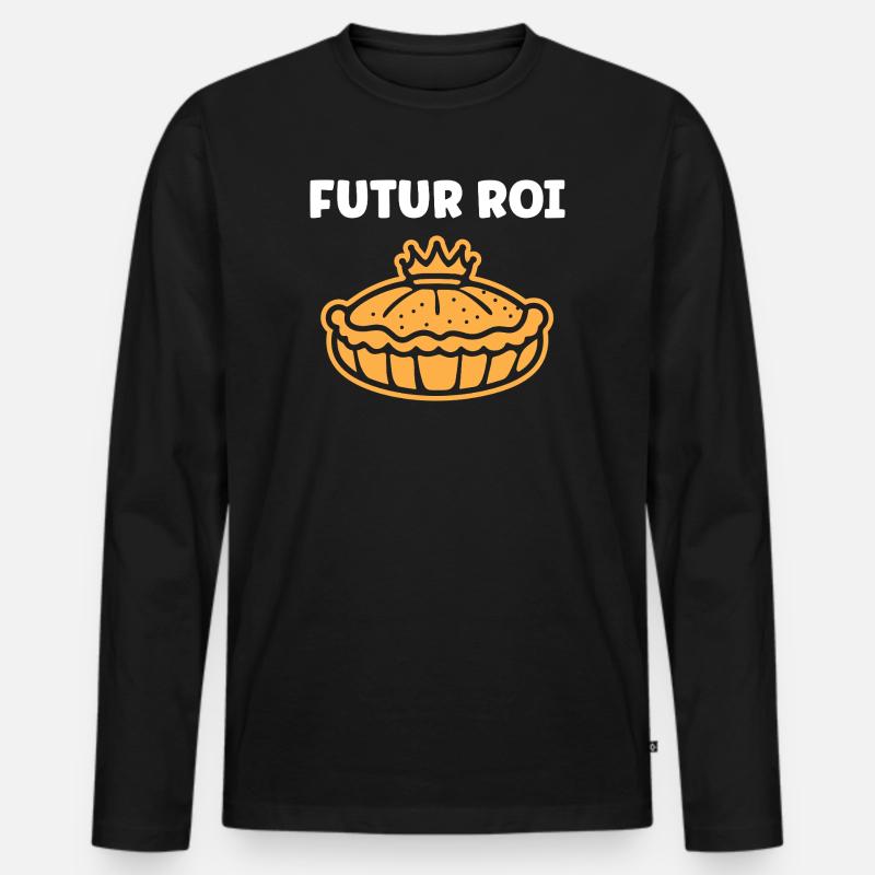 Humor galette des rois - Männer Premium Bio Langarmshirt - Schwarz