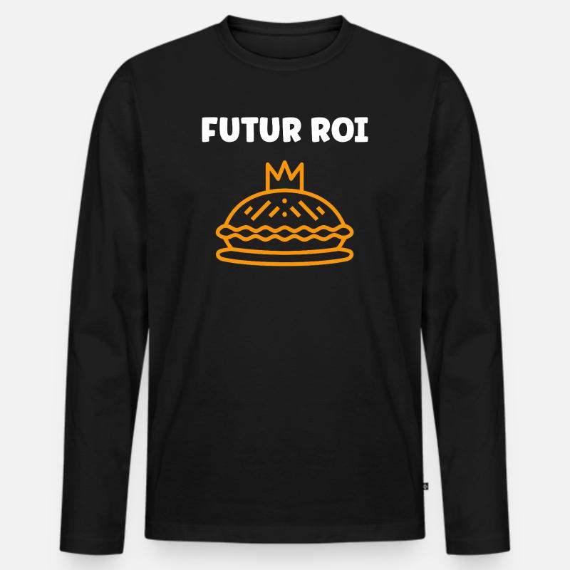 Humor galette des rois - Männer Premium Bio Langarmshirt - Schwarz
