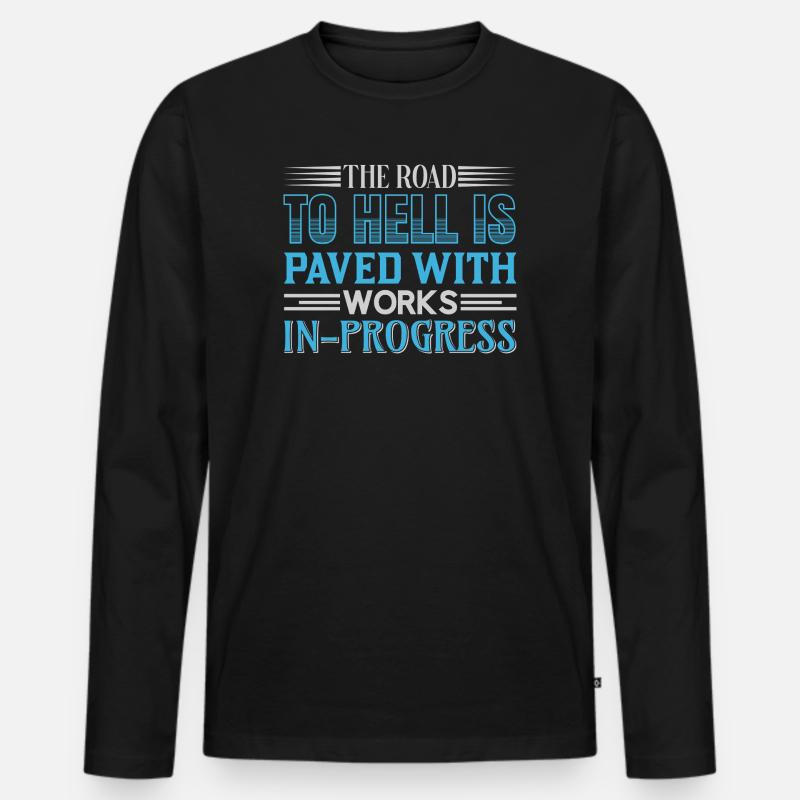 Road to hell in progress - Männer Premium Bio Langarmshirt - Schwarz
