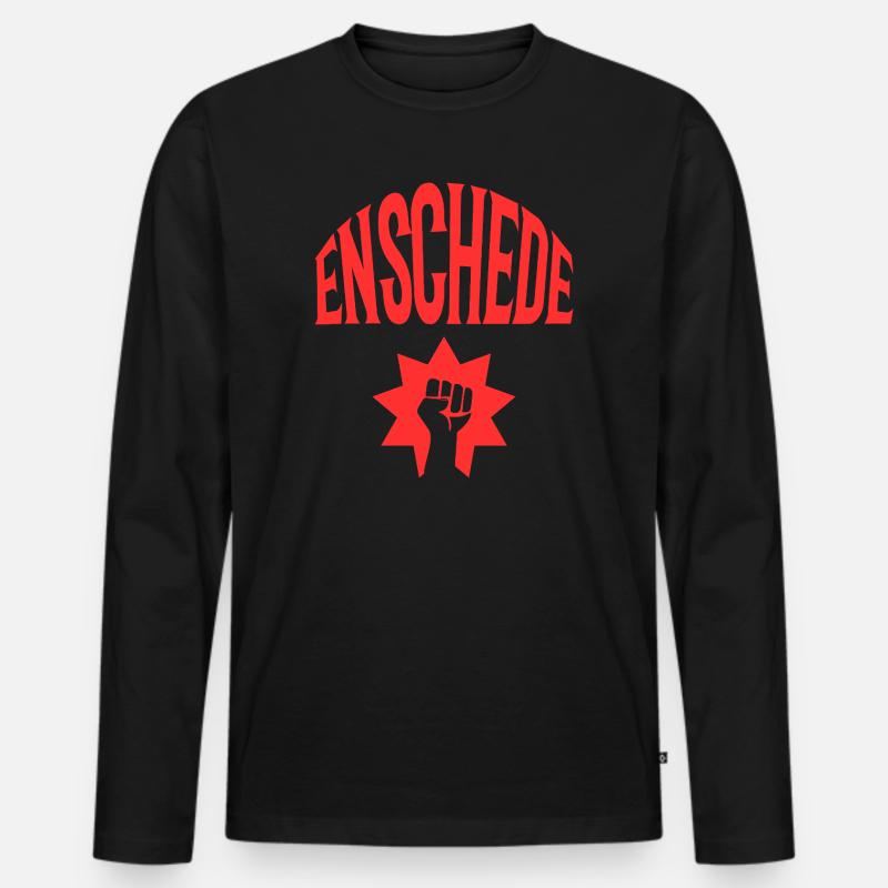 Enschede - Männer Premium Bio Langarmshirt - Schwarz
