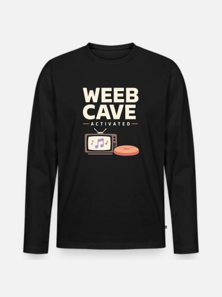 Anime-hausmensch Kuscheliger Weeb - Männer Premium Bio Langarmshirt - Schwarz