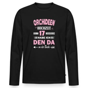Mariage Orchidée 17e anniversaire de mariage Mariage - T-shirt manches longues Premium bio Homme - noir - Devant - Nico (187cm)