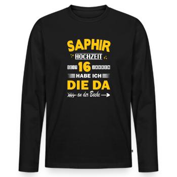 Sapphire Wedding 16th Wedding Anniversary Anniversary Husband - Men's Premium Organic Long Sleeve Shirt - black - Front - Nico (187cm)