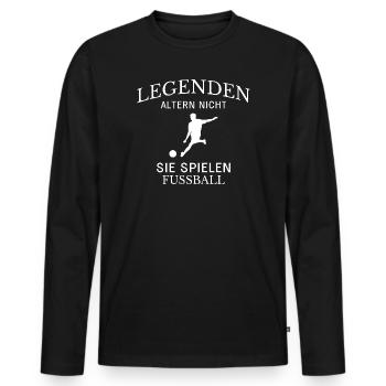 Les légendes jouent au football Dicton. - T-shirt manches longues Premium bio Homme - noir - Devant - Nico (187cm)