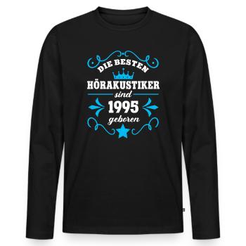 Acousticien d’appareils auditifs Anniversaire Né en 1995 Collègues nés - T-shirt manches longues Premium bio Homme - noir - Devant - Nico (187cm)